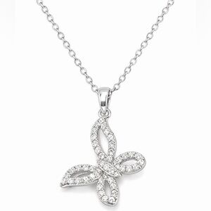 Silver necklace with sparkly butterfly pendant